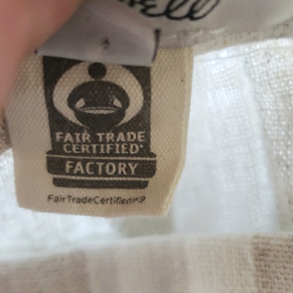 Madewell Linen Blend Tulip Hem Gingham Mini Skirt Tan White Size 0 - Picture 11 of 12